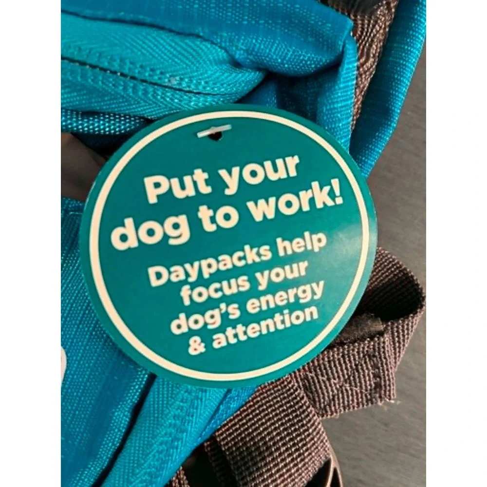 Outward Hound DayPak Dog Backpack Medium Teal New 4 Pockets D-Ring Hiking Vest